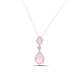 Pembe Kuvars ve Zirkon Taşlı 925 Ayar Gümüş Bayan Kolye 201021885