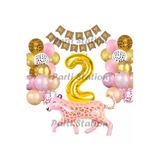 Pembe Leopar 2 Yaş Balon Set Safari Leopar Doğum Günü Parti Balon Set Pembe Panter Jungle Balon Set