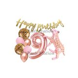 Pembe Leopar 9 Yaş Balon Set Safari Leopar Doğum Günü Parti Balon Set Pembe Panter Jungle Balon Set