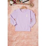 Pembe Life Lila Fırfırlı Kedi Nakışlı Kız Çocuk Badi 16577 - 1 Yaş