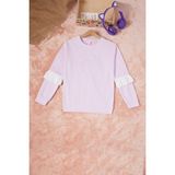 Pembe Life Lila Smile Nakışlı Kız Çocuk Waffle Sweatshirt 16593 - 1 Yaş