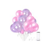 Pembe - Lila Metalik Balon 50 Adet+ 5 mt balon zinciri