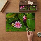 Pembe Lotus Çiçekleri Tasarımı 240 Parça Ahşap Puzzle Ahşap Kutuda MP05462