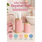 Pembe Lüks Tasarım Taşınabilir Seyahat Diş Fırçası Ve Macunu Saklama Kabı