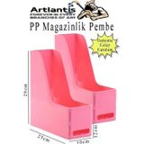 Pembe Magazinlik Demonte Plastik 2 Adet Plastik Kutu Klasörü Magazinlik A4 Dosya ve Masa Düzenleyici Sınıf Ev Ofis