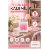 Pembe Masaüstü Peluş Kalemlik 1 Adet Pp-283 Renkli Masa Üstü Kalemlik Düzenleyici Plastik Ofis Büro Ev Çalışma Masası