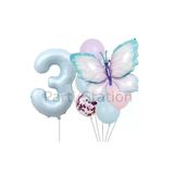 Pembe Mavi Kelebek 3 Yaş Balon Set Kelebek Konsept Doğum Günü Balon Balon Set
