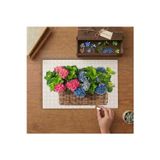 Pembe Mavi Ortanca Çiçekleri Tasarımı 240 Parça Ahşap Puzzle Ahşap Kutuda MP08289