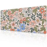 Pembe Mavi Sevimli Çiçekli Oyun Mouse Pad Masa Mat XL 31,5 × 11,8 inç Anime Yeşil Yaprak Çiçekler Genişletilmiş Mousepad 30X80 cm Kaymaz Kauçuk Tabanlı Dikişli Kenar Büyük Masa Pedi Kadınlar için Oyun