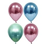 Pembe-mavi-yeşil Krom Balon 40 Adet