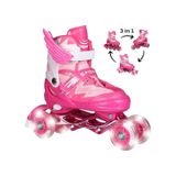 Pembe Melek Kanatlı Işıklı Paten Kız Çocuk Pateni Silikon 4 Teker Pembe