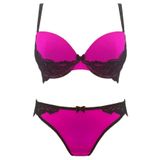 PEMBE MICRO-SİYAH DANTELLİ SÜTYEN KÜLOT ÇAMAŞIR TAKIM DS200608ST