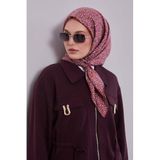 Pembe Mini Yazı Detay Twill İpek Eşarp
