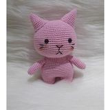 Pembe Miniş Pisi Uyku Arkadaşı Amigurumi Organik Oyuncak