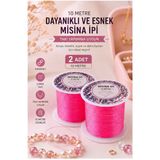 Pembe Misina İpi 0.5Mm 10 Metre 2 Adet Esnek Boncuk Takı Dizme İpi Elastik İp Bileklik Aksesuar Lastiği Yuvarlak Elyaf