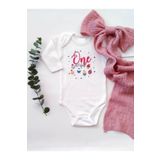 Pembe Onederful 1 Yaş Doğum Günü Uzun Kol Organik Baskı Bebek Body 2771-LMNN