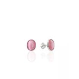 Pembe Oval Sedef Taşlı Gümüş Küpe 1X0.8cm [Oyok376]