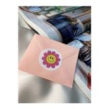Pembe Papatya Etiketi Gülümseyen Surat Yuvarlak Mat Sticker 4 Cm (100 Adet)