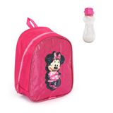Pembe Parlak Dikişli Minnie Mouse Baskılı Anaokulu Çantası + Suluk - Kreş Çantası