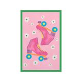 Pembe Paten Tasarımlı Eğlenceli Spor Temalı Hediye Not Kartı Kartpostal 10X15 Cm