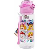 Pembe Paw Petrol Şeffaf Matara 500ml - Kız Çocuk Suluk - Lisanslı Paw Petrol Matara Pipetli Suluk