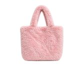 Pembe Peluş Omuz Çantası Kadın – Yumuşak Dokulu, Geniş İç Hacimli, Hafif, Günlük Kullanım, One Size Tote Çanta