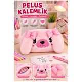Pembe Peluş Tatlı Köpek Fermuarlı Tek Bölmeli Kız Kalemlik 1 Adet Tek Bölmeli Kalemlik Organizer 2215 Makyaj Çantası