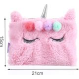 Pembe Peluş Unicorn Kalemlik, Şık ve Kullanışlı Okul Çantası, Kız Çocukları Için. - Ahşap - Bej - Seçenek 1