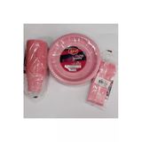 Pembe Plastik Tabak Bardak Çatal Set