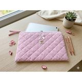 Pembe Pötikare Desenli Fiyonklu Tablet Kılıfı 11 Inç - 12 Inç Uyumlu - Yıkanabilir