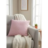 Pembe Pötikareli Keten Yastık Kırlent Kılıfı (42 X 42 Cm)