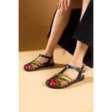 Pembe Potin Comfort Taban Tokalı Kadın Sandalet 51-825-24MULTI - Kahverengi
