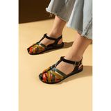 Pembe Potin Comfort Taban Tokalı Kadın Sandalet 51-825-24YEŞIL - Siyah