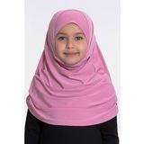 Pembe Pratik Hazır Geçmeli Çocuk Tesettür Bone Sandy Kumaş Kendinden Boneli 78_04