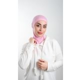 Pembe Pratik Hazır Geçmeli Tesettür Bone Sandy Kumaş Spor Hijab 2113_04