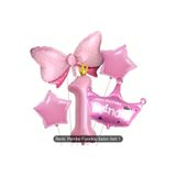 Pembe Prenses Taç Fiyonk Folyolu Yaş Balon Set, 1