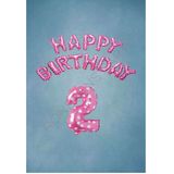Pembe Puanlı Happy Bırthday ve Rakam Folyo Balon Seti Yaş 2