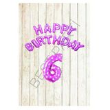 Pembe Puanlı Happy Bırthday ve Rakam Folyo Balon Seti Yaş 6