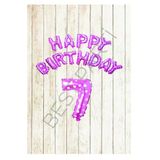 Pembe Puanlı Happy Bırthday ve Rakam Folyo Balon Seti Yaş 7