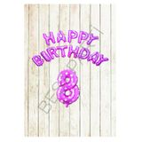 Pembe Puanlı Happy Bırthday ve Rakam Folyo Balon Seti Yaş 8