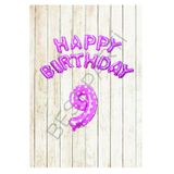 Pembe Puanlı Happy Bırthday ve Rakam Folyo Balon Seti Yaş 9