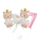 Pembe Rakam Patili Kedi Konsept Doğum Günü Parti Seti Yaş-7