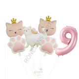 Pembe Rakam Patili Kedi Konsept Doğum Günü Parti Seti Yaş-9