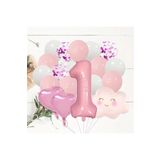 Pembe Rakam Yaş Folyo Balonlu Pembe Bulut Folyolu Doğum Günü Parti Seti Süsü, 100255250200