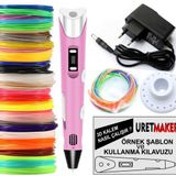 Pembe Renk 3D Pen Kalem Yazıcı Ve 100 Metre Pla Filament (25 Renk X 4 Metre)