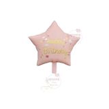 Pembe Renk Happy Bırthday Yazılı Yıldız Folyo Balon