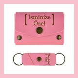 Pembe Renk, İsme Özel Cüzdan Ve Anahtarlık Set, Kişisel Hediyelik Şık Deri Cüzdan & Anahtarlık Takım, Günlük Kullanıma Uygun Set, Bozuk Para Çantası, Nakit ve Kredi Kartı Tutucu