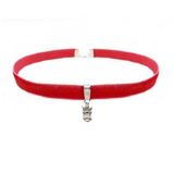 Pembe Renk Kadife Kadın Baykuş Choker Tasma Kolye
