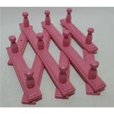 Pembe Renk Katlanabilir Retro 10 Kanca Ahşap Akordeon Askı,Sağlam Kancalı Nostaljik Duvar Kapı Askı