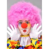 Pembe Renk Kıvırcık Afro Bonus Peruk Takma Saç Kırmızı Burun Seti (5047)